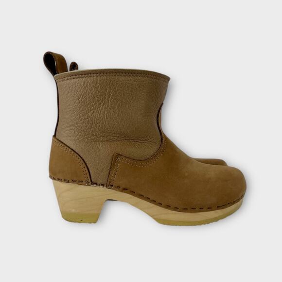 No. 6 5" Pull on Shearling Clog Boot on Mid Heel in Natural and Khaki Size 38 - Picture 2 of 16